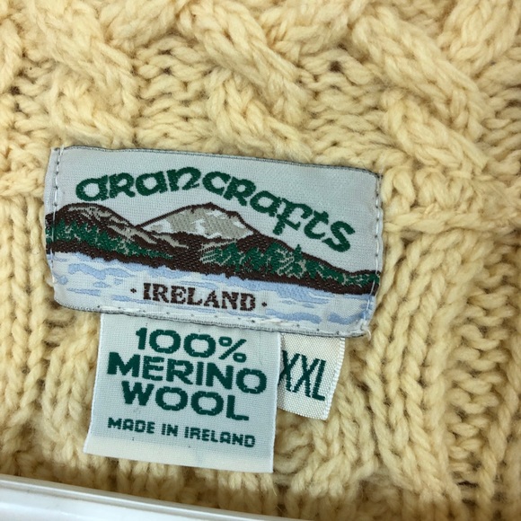 ARAN CRAFTS women 2XL wool knit cardigan button fisherman sweater Ireland pocket - Picture 5 of 7
